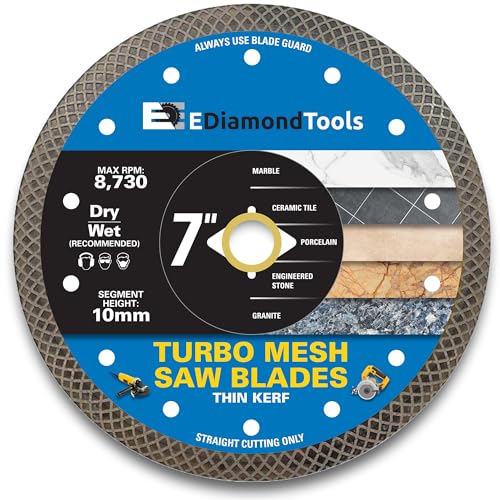 7" Turbo Mesh Saw Blades for Porcelain, Ceramic Tile and Stone, 1 PC - size: 7 Inch