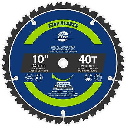 EZee 10 Inch 40 Teeth with 5/8 Inch Arbor Circular Saw Blades,0.09 Inch Thin Kerf,Tungsten Carbide Tipped(TCT) ATB Teeth Fine Finish Table Saw Blades for Various Wood Cutting,Max RPM 6000(1-Pack) - size: 10" 40T (1-pack)