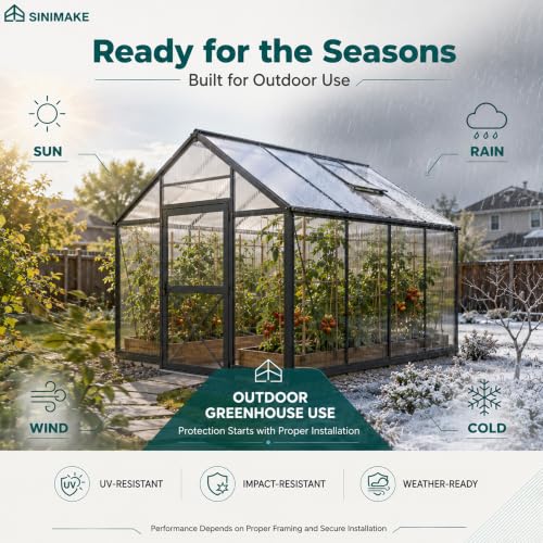 Sinimaka 10-Pack Polycarbonate Greenhouse Panels, 4 x 2 ft, 0.24 in 6mm Twin-Wall Sheets, UV-Coated Translucent Roof Replacement for Greenhouses and Cold Frames - size: 4' x 2' x 0.24'' 10Pack