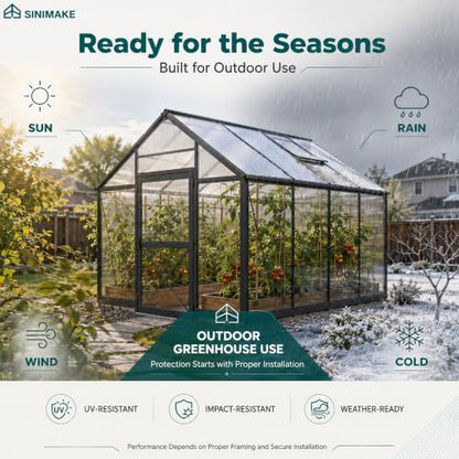Sinimaka 10-Pack Polycarbonate Greenhouse Panels, 4 x 2 ft, 0.24 in 6mm Twin-Wall Sheets, UV-Coated Translucent Roof Replacement for Greenhouses and Cold Frames - size: 4' x 2' x 0.24'' 10Pack