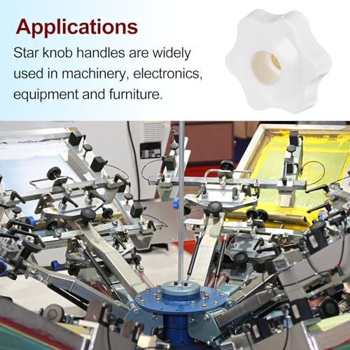 HARFINGTON 10pcs Star Knobs M6 Female Thread 38mm Head Plastic Through Hole Brass Screw-in Clamping Handles Threaded Hand Knobs, White - color: White, size: M6 x 38mm