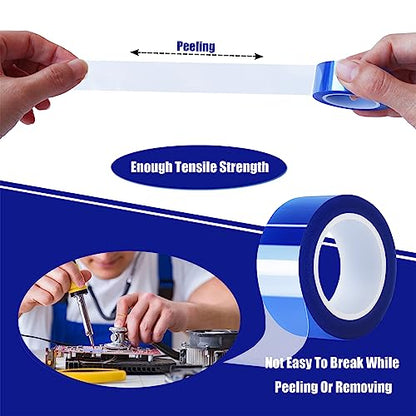 MEBMIK 4 Rolls 20mm x16m(52FT) Blue Heat Tape High Temperature Heat Resistant Tape Heat Transfer Tape for Heat Sublimation Press Vinyl,No Residue