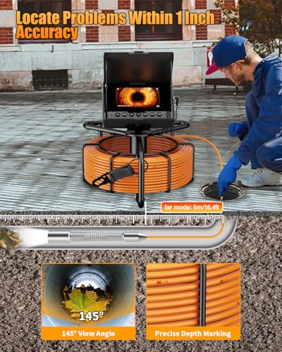 Sewer Camera 100ft w/ 23mm 1080P Probe, 8500mAh, 32GB Audio & Video Record