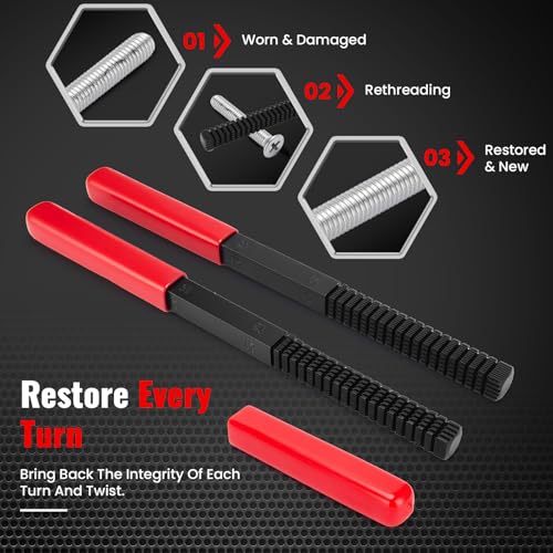 48PCS Thread Chaser Set, Metric and SAE, 22 Taps 24 Dies 2 Thread Files