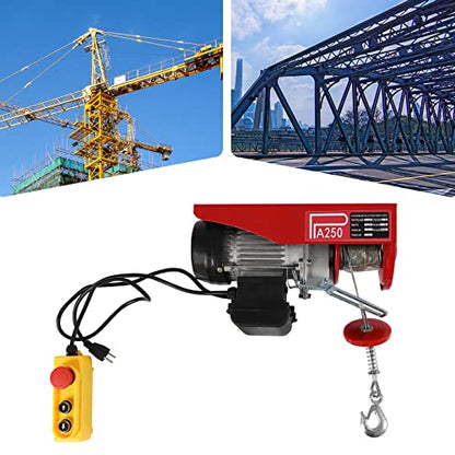 Electric Hoist, Electric Winch, Steel Electric Lift, 110V Electric Hoist with Remote Control and Single/Double Slings for Lifting in Factories, Warehouses, Construction Site (250kg/551lbs) - size: 250kg/551lbs