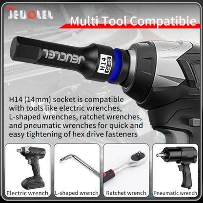 14mm Hex Impact Bit Socket, H14 1/2" Drive Allen Socket, Cr-Mo - size: 1PC | H14 14MM