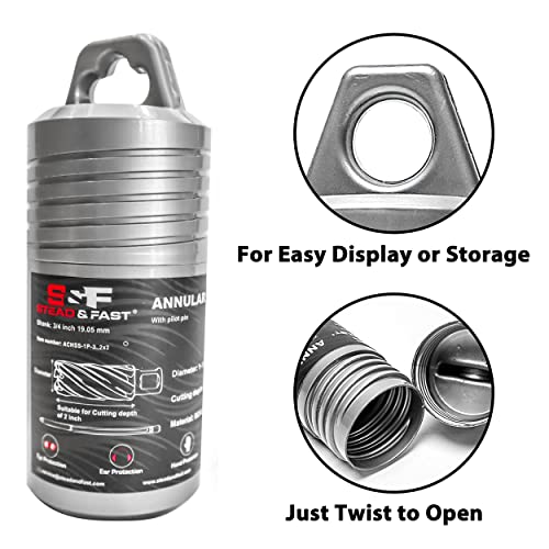 S&F STEAD & FAST Annular Cutter with Pilot Pin, 1-1/2" x 2", Mag Drill Bit - size: 1-1/2" x 2"