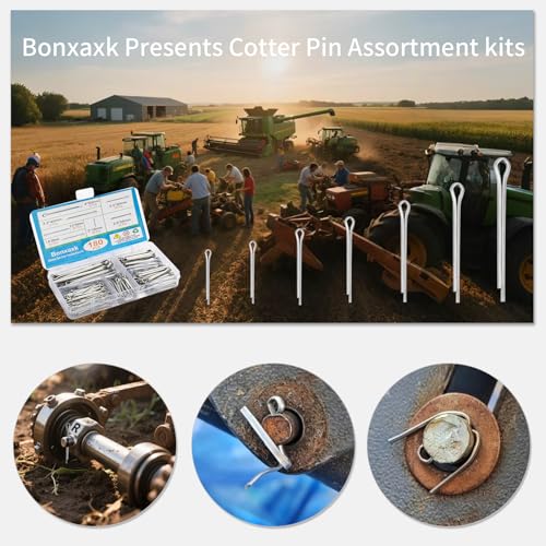 180 Pcs Cotter Pins Assortment Kit, 7 Sizes