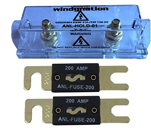 WindyNation ANL Fuse Holder + Fuse (2pcs 200A) - size: 2pcs 200A Fuse