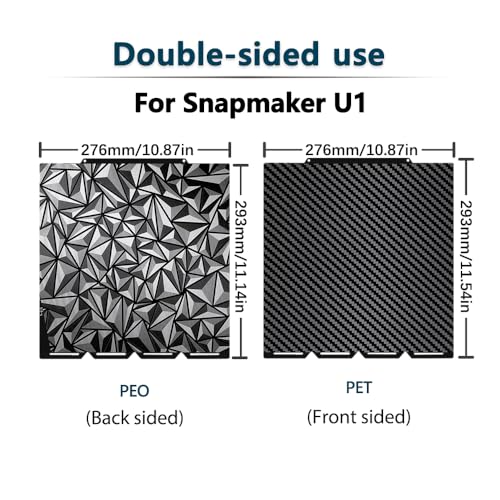 Diamond+Carbon U1 Build Plate for Snapmaker U1 3D Printer, 276x293mm Dual-Sided PEO PET Magnetic Spring Steel Bed U1 Plate, High-Temp Resistant Printing Surface for Snapmaker U1 3D Printer Accesseries - size: 270x270mm for Snapmaker U1