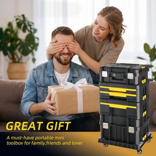 TLGREEN 4-Tier Stackable Rolling Tool Box with Wheels and Drawers
