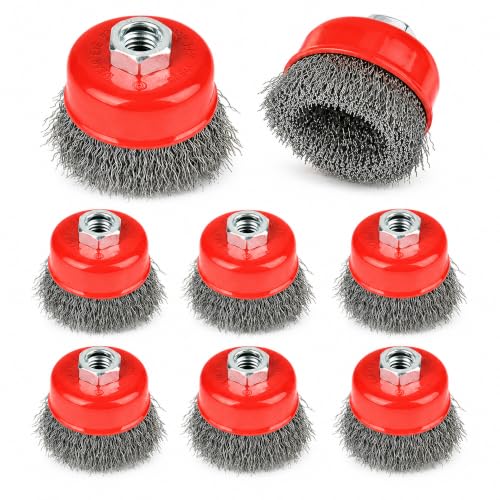 PONO 8 PCS Wire Wheel for Angle Grinder, 3'' Grinder Wire Cup Brush Set