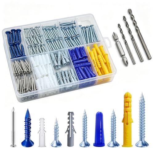 Wensilon 270PCS Drywall Anchors and Screws Plastic Anchors Assortment Kit - color: Composite Drywall Plastic Anchors Kit