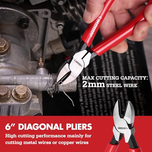 ARROW 8PCS Pliers & Wrench Set, Portable Rolling Bag With Handle