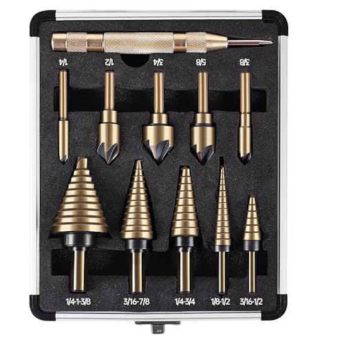 5Pcs Step Drill Bit & 5Pcs Countersink Drill Bit Set - size: 11pcs