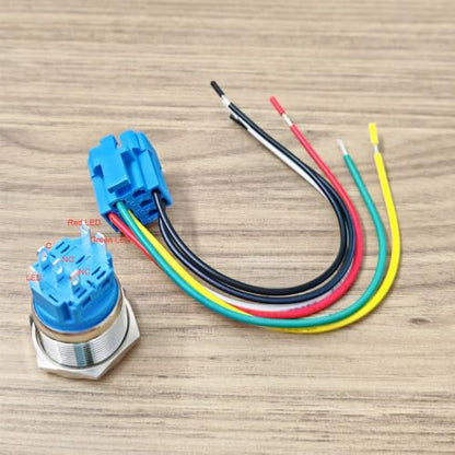 Gebildet 22mm Latching Push Button with Wire Socket 3A/110V-230VAC 1NO 1NC SPDT On Off Metal Waterproof IP65 Self Lock (Red&Green LED) - color: Red/Green 110V