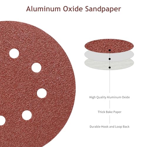 50 PCS 5 Inch 8 Hole Hook and Loop Sanding Discs 80 Grit - style: 80 Grit,50-Pack