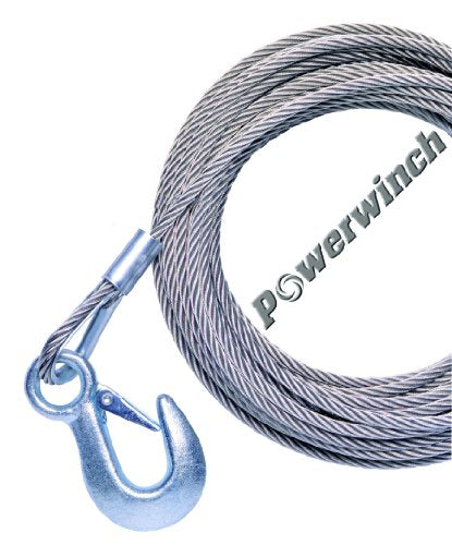 Powerwinch 20' x 7/32" Replacement Galvanized Cable w/Hook f/215, 315 & T1650
