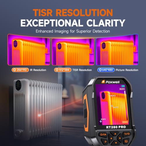 FOXWELL RT280 PRO Thermal Imaging Camera, Dual-Lens, 512 x 384 TISR, Black