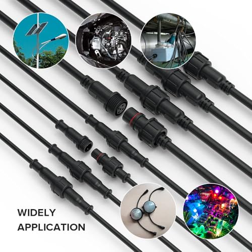 BTF-LIGHTING 3 Pin Electrical Connector 22AWG IP65 Male Female Connector 7.87in/20cm Extension Cable for Car,Truck,Boat,Indoor/Outdoor LED Strip Lights/String 15mm Nut Small Size 5 Pairs - size: 3 PIN Small Size