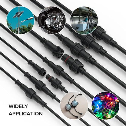 BTF-LIGHTING 3 Pin Electrical Connector 18AWG IP65 Male Female Connector 7.87in/20cm Extension Cable for Car,Truck,Boat,Indoor/Outdoor LED Strip Lights/String 22mm Nut Big Size 5 Pairs - size: 3 PIN Big Size