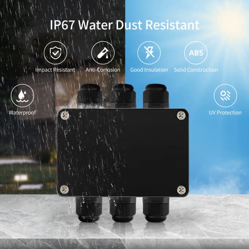 JINDOUZI ABS IP67 Waterproof Dustproof Electrical Junction Box, with 15A 600V Barrier Terminal Cable Connector, 3IN/3Out Power Junction Box（3.93 * 2.67 * 1.96in） - size: 3T3 3.93"x 2.67"x1.96"A