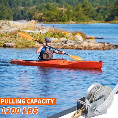 Boat Trailer Winch 1200lbs Hand Winch Heavy Duty Hook with 10m/33ft Steel Cable Hand Crank Ratchet Winch and Ratio 4.1:1 Gear 1 Speed Switchable 2 Way for Boat Trailer Marine Truck ATV - style: 1200LBS