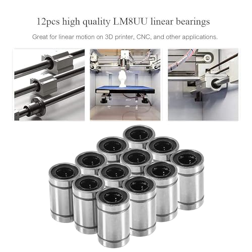 12PCS LM12UU Linear Ball Bearings, 12mm Bore Dia Linear Motion Bushing with Double Side Rubber Seal Great for CNC Machine 3D Printer - size: LM12UU