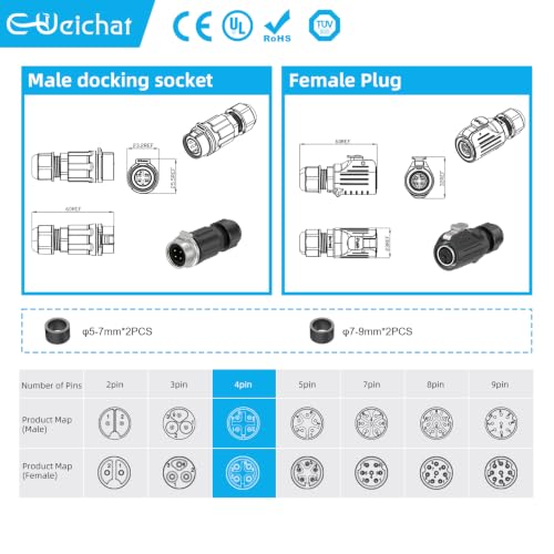 LP16 4PIN Industrial Waterproof Connector IP68 Quickly Plugging Aviation Connector Solder-Assembly M16 4PIN Circular Connector Fast Release Electrical Connector Female Plug&Male Socket - size: 4 Pin, style: Female Plug / Male Socket