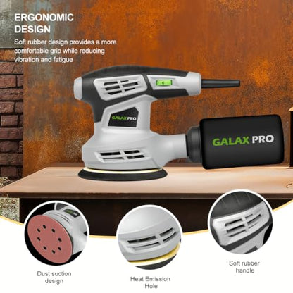 GALAX PRO 5-inch Random Orbital Sander Corded 2.4-Amp with 15PCS Sandpapers