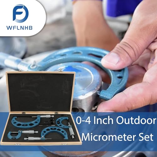 WFLNHB 4Pcs 0-4 Inch 0.0001 Inch Outdoor Micrometer Set Accuracy Carbide for Accuracy Measurement Work - size: 0-4 inch