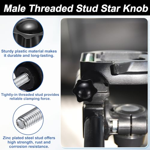 HARFINGTON Star Knobs M6 x 10mm Male + M6 Female Thread 38mm Head 2 Set - size: M6 x 10mm + M6 x 38mm