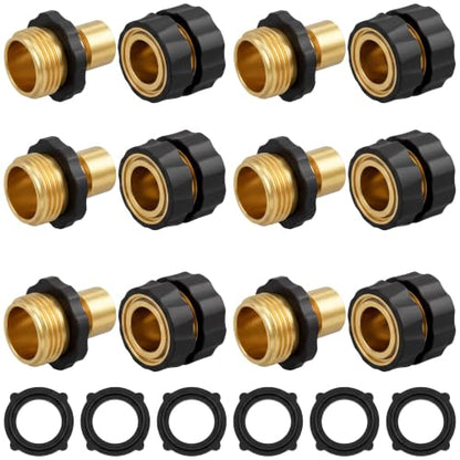 Hourleey Garden Hose Quick Connector, 3/4 Inch Male and Female Garden Hose Fitting Quick Connector, 6 Set - size: 6 Set