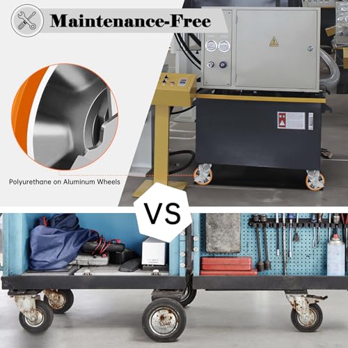 W B D WEIBIDA 5 Inch Heavy Duty Casters Set of 4, Industrial Grade Casters Wheels with Brake 4000 LBS, Maintenance-Free Polyurethane on Aluminum Wheels, Plate Swivel Casters Wheels for Cart, Machine - size: 5 IN