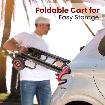 Pyle Compact Folding Adjustable Equipment Dolly - Heavy Duty Multi‑Function Convertible Cart Hand Truck/Platform Cart with Wheels - Expandable Up to 25.24" to 40.24" - 200LBS MAX Load Capacity - size: 25.24'' x 14.25''