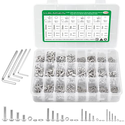 1440PCS Metric Screw Aassortment Kit, Stainless Steel M2 M3 M4 M5 Bolts - size: SS M2 M3 M4 M5 1440pcs 2