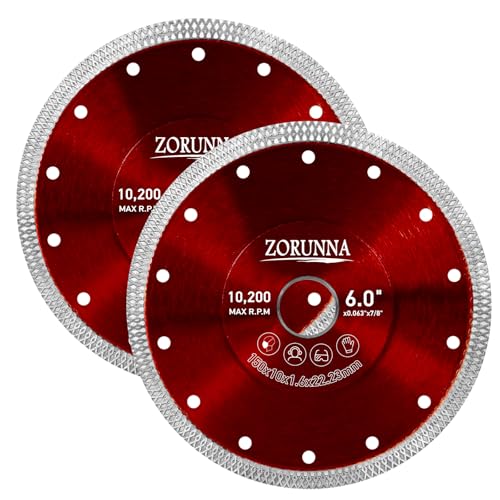 ZORUNNA 2Pcs 6" Diamond Saw Blade for Grinder, Tile Saw Blade 7/8" Arbor - size: 6"
