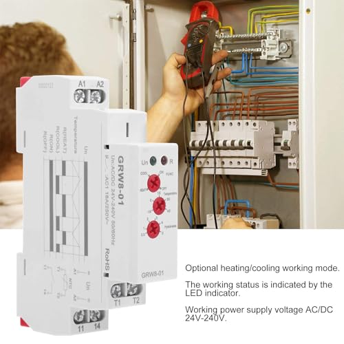 Temperature Control Relay High/Low Temperature Monitor GRW8-01 Temp Controller with LED Display and Probe