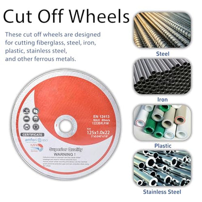 WFLNHB 25 Pack 5 Inch x 0.040 Inch x 7/8 Inch Metal and Stainless Steel Cut Off Wheels Fit for Angle Grinders - style: 5"x0.040"x7/8"