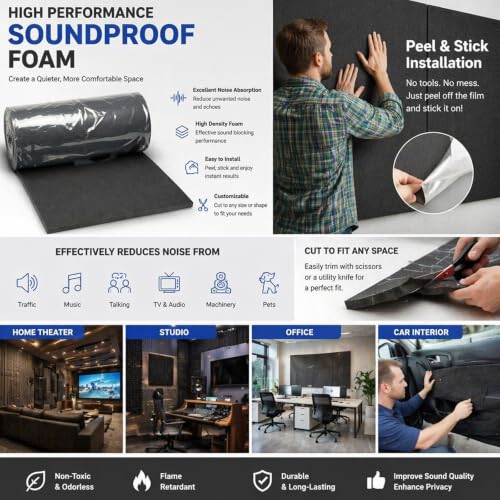 Neoprene Foam Rubber Sheet Adhesive for Soundproofing (12x54x0.25)