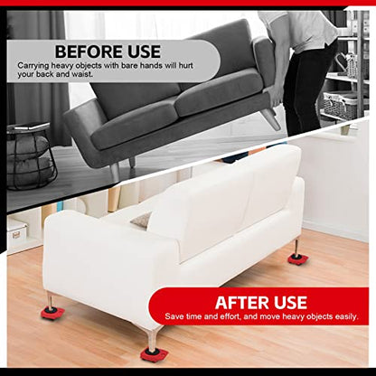 Furniture Dolly with 4 Wheels & Furniture Lifter, 330 Lbs Load Capacity Moving Dolly, Heavy Duty Furniture Lift Mover Tool Set, Furniture Movers for Couch Refrigerator Bed Hardwood