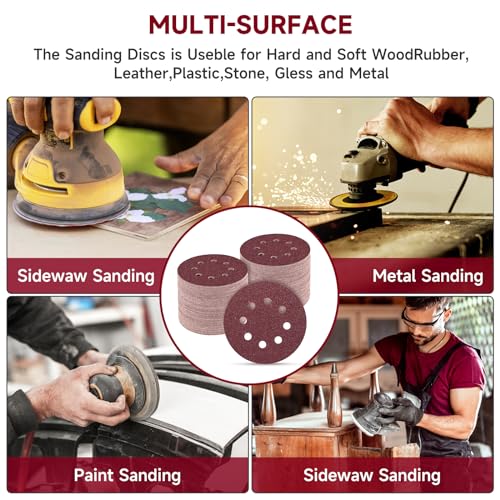 100PCS 5 Inch Sanding Discs 120 Grit Sandpaper for Orbital Sander - style: Aluminum oxide