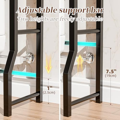 Simple Trending 4 Tier Over The Toilet Storage with Drawers, Heavy Duty Bathroom Stand Organizer Metal Shelves for Laundry, Black - color: 4-tier Black With Drawers