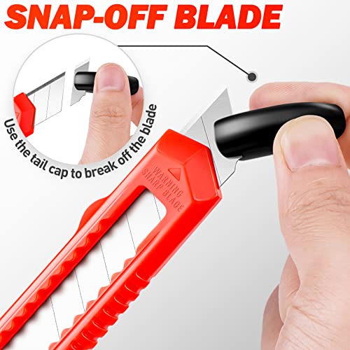 DIYSELF 14 Pack Box Cutter Retractable, Box Cutter Knife with 18mm Wide Utility Blades, Sharp Utility Knife Retractable, Box Cutters for Office, Home, Arts Crafts, Hobby, Cardboard, Paper - color: Red, size: 14 Pack