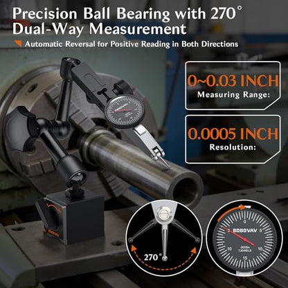 0-0.03"/0.0005" Dial Test Indicator with 90lbs/40kg Magnetic Base