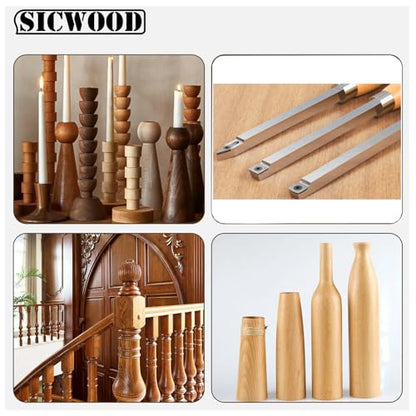 3PCS Carbide Wood Lathe Turning Tools Set, Wood Handle Pen Turning Tools with 3 Extra Replacement Inserts, Rougher Detailer Finisher for Small Bowls, Goblets, Knobs and Woodworking Projects