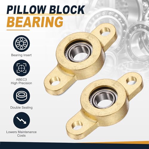 uxcell 2Pcs STF08 Pillow Block Bearings 8mm Bore, Copper Housing, ABEC 3 - size: STF08(8mm Shaft)