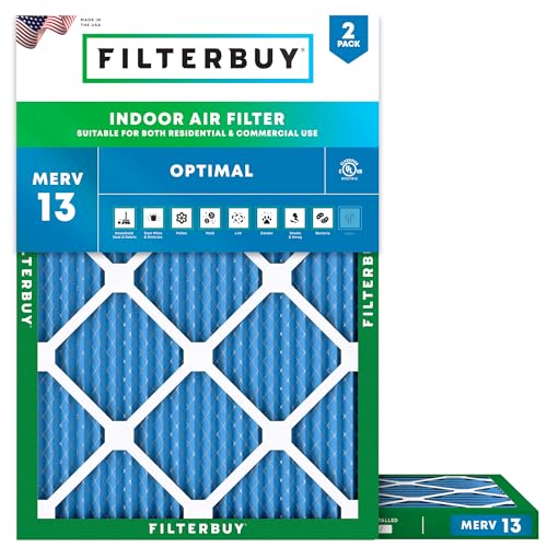 Filterbuy 8x14x1 Air Filter MERV 13 Smoke & Allergy Defense (2-Pack) - size: 8x14x1