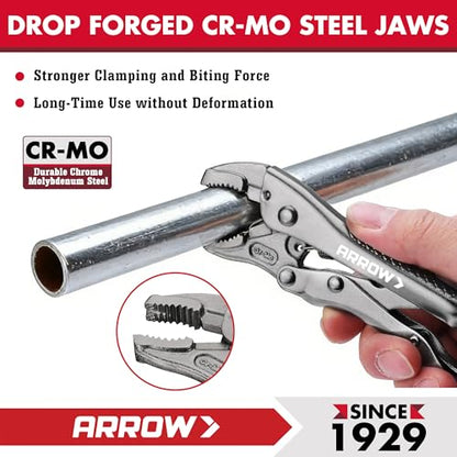 ARROW 5" Curved Jaw Locking Pliers with Screw Extractor - size: 5 inch