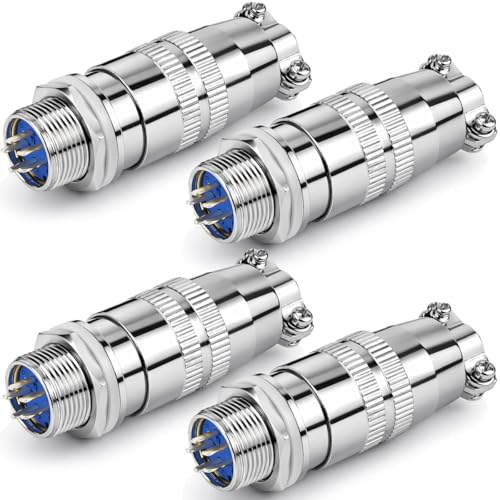 CLYXGS 4 Pack XS12 Aviation Plug Connector, 5 Pin 12mm Push-Pull Circular Connector, 6A 250V Quick Disconnect Wire Cable Male & Female Plug Socket Kit for Industrial, Automotive, and Marine - style: XS12-5